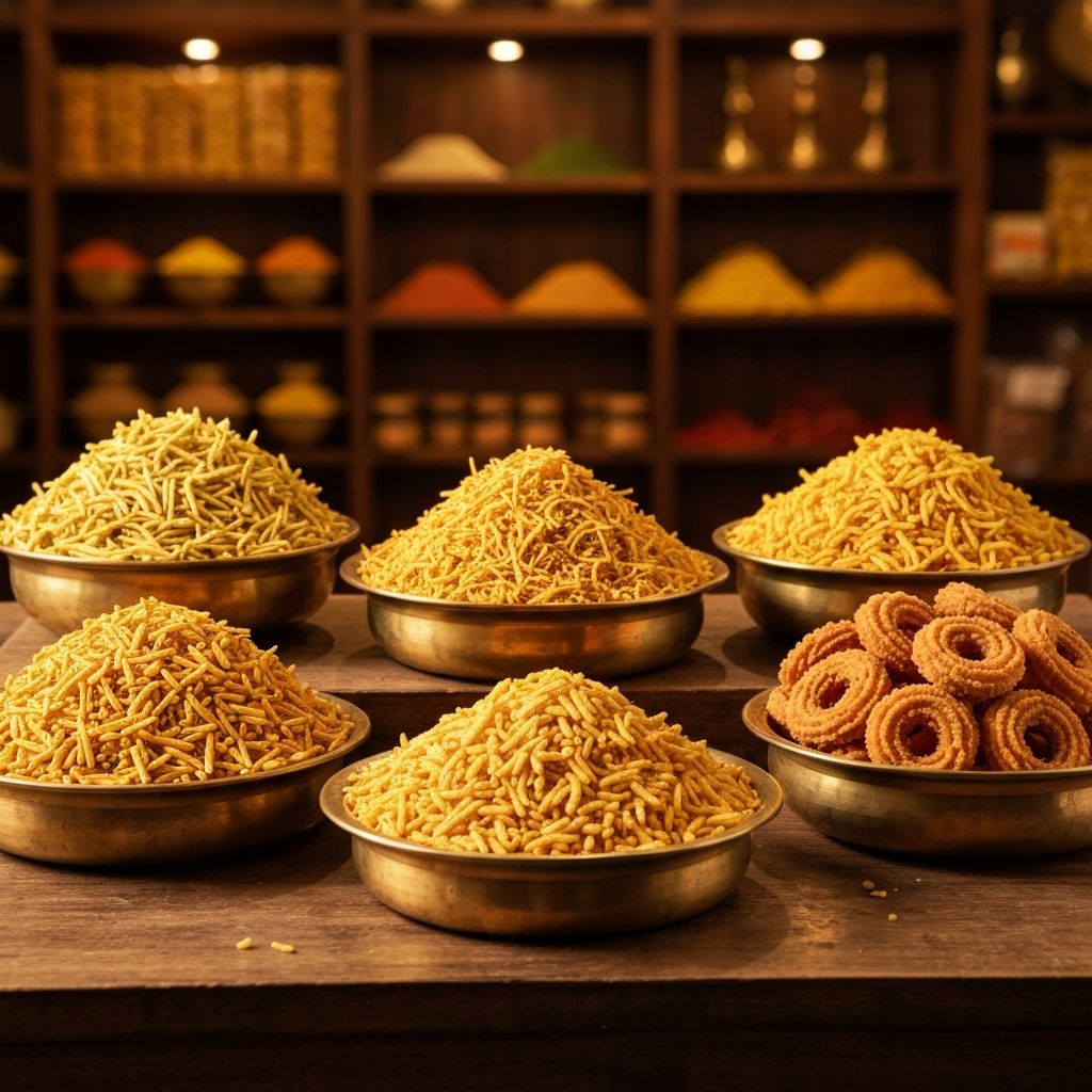 Assorted traditional namkeen snacks