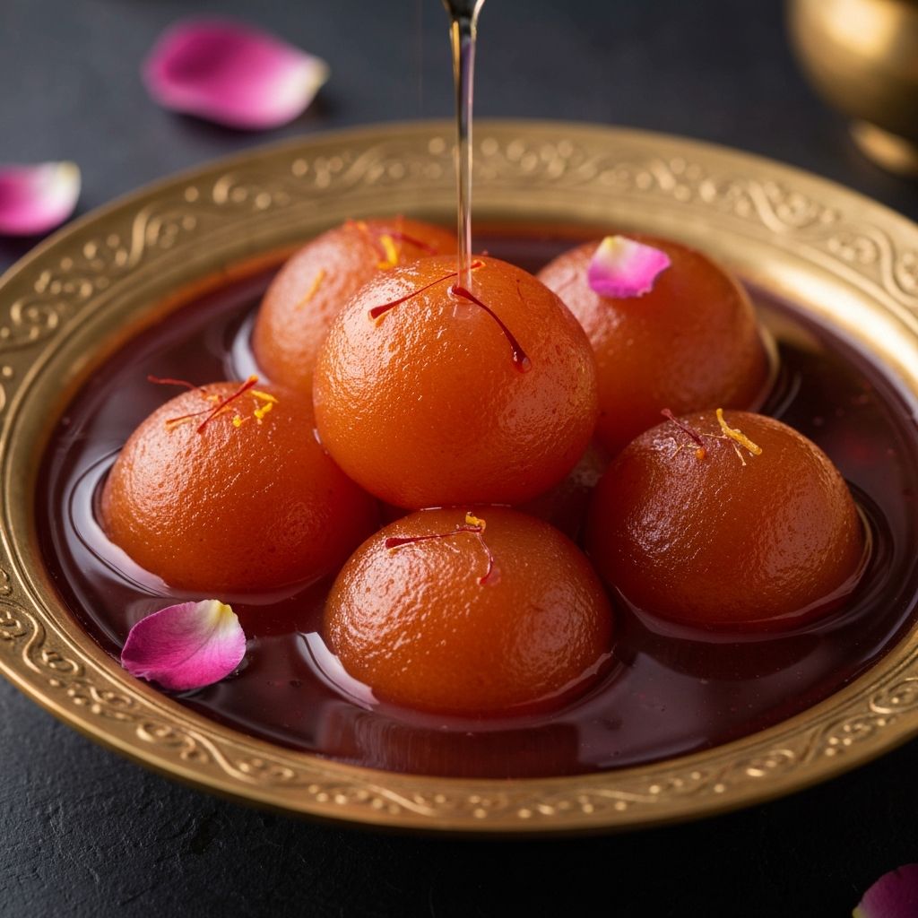 Fresh Gulab Jamun in decorative bowl